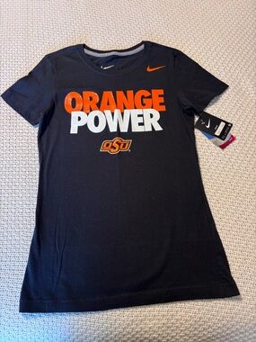 Nike OSU "Orange Power" Black Graphic Tee, Size Small, Slim Fit